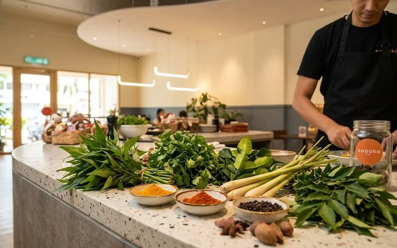 Fresh natural ingredients at Soooka Cafe kitchen