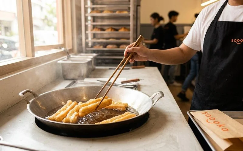 Golden crispy artisanal cakoi freshly fried at Soooka Cafe