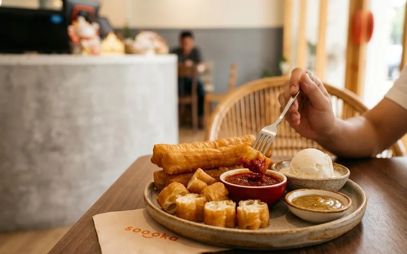 Sweet and savoury cakoi platter at Soooka Cafe